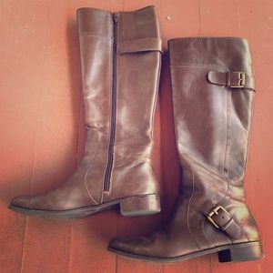 Brown Knee Length Leather Boots